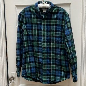 L.L. Bean Men’s Scotch Plaid Flannel ShirtBlue/Green size Medium Slightly Fitted